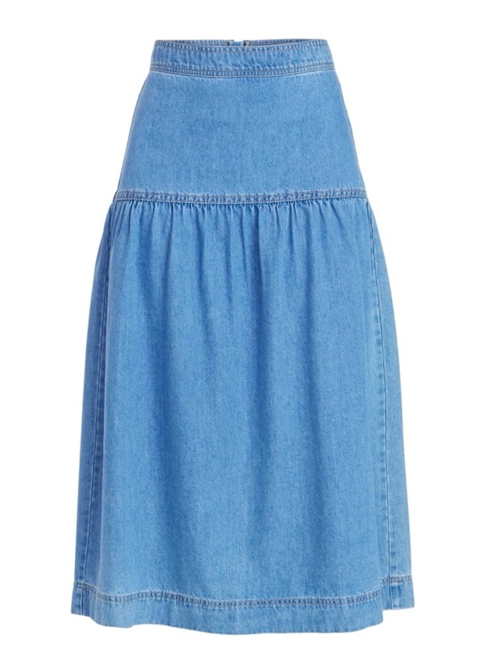 Time and Tru light blue softdenim A line midi skirt - Picture 3 of 5